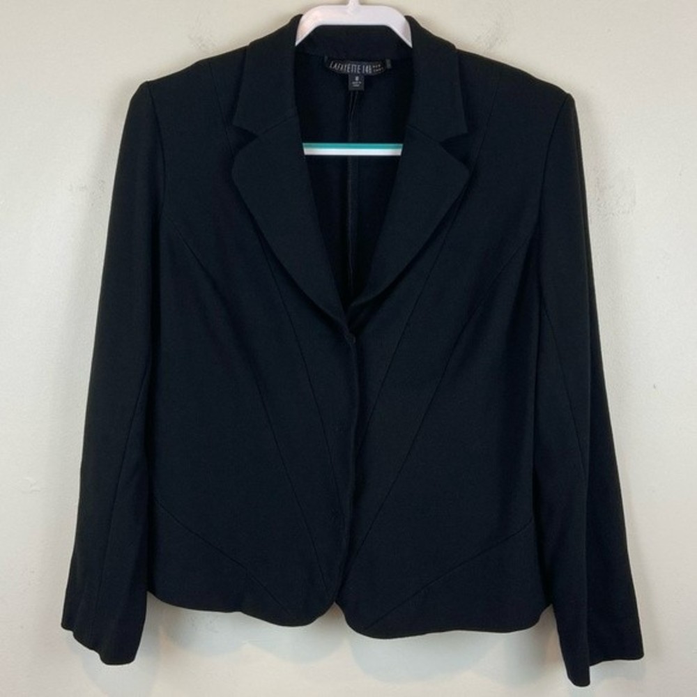 Lafayette 148 New York Blazer Black Snap Button Front Women’s Size 10 Career